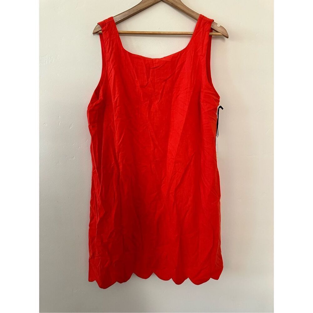 Kate Spade Red Orange Scalloped Hem Front Scoop Dress Size Large New - Picture 7 of 7
